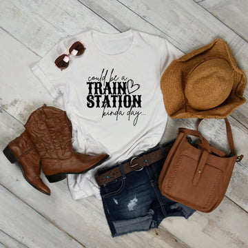 Could Be A Train Station Kinda Day Yellowstone Women’s Graphic Print T-Shirt
