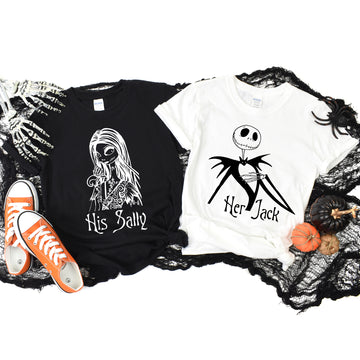 Parejas a juego Pesadilla antes de Navidad Su Jack y su Sally Camisetas unisex con estampado gráfico