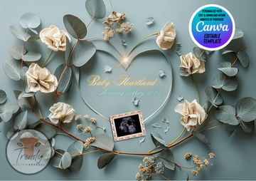 Digital Pregnancy Announcement, Gender Neutral, Personalized Elegant Themed, Customizable Editable Template