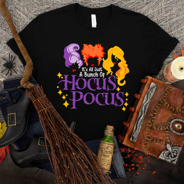 Camiseta con estampado gráfico de Halloween It's All Just A Bunch of Hocus Pocus para niñas, damas o mujeres
