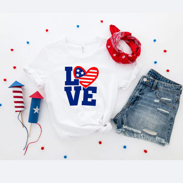 Camiseta del 4 de julio, Por el amor de América, Tanque azul blanco rojo, Camiseta patriótica, Camiseta sin mangas para mujer, Damas, Ropa personalizada, Camiseta del Día de la Independencia, Tanque del Día de los Caídos