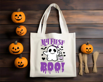 Halloween My First Boo Dulces de truco o trato para niño o niña Bolsa de tela grande