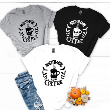 Camiseta con estampado gráfico de Halloween Pesadilla antes del café Jack Skellington