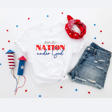 Camiseta del 4 de julio, Una nación bajo Dios, Tanque azul blanco rojo, Camiseta patriótica, Camiseta sin mangas para mujer, Damas, Ropa personalizada, Camiseta del Día de la Independencia, Tanque del Día de los Caídos