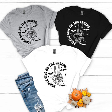 Halloween People Give Me The Creeps Camiseta unisex con estampado gráfico de estilo retro