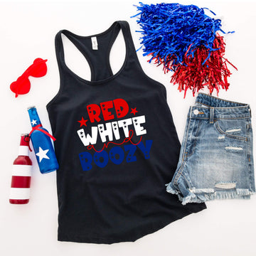 4th of July - Red White & Boozy Patriotic Graphic Print Women’s Tank Top