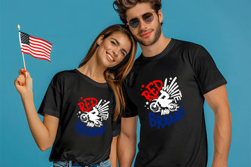 4th of July - Red White & Brap Patriotic Dirt Bike Patriotic Unisex Men’s Women’s Graphic Print T-Shirt