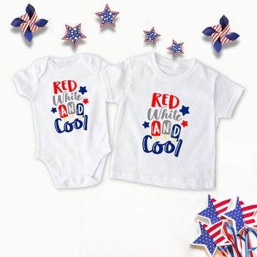 Camiseta del 4 de julio, rojo blanco y fresco, rojo blanco azul, patriótico, día de la independencia, día de los caídos bebé mono, camiseta infantil, camiseta para niños pequeños, camiseta juvenil, niño, niña, ropa personalizada