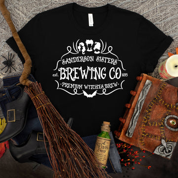 Halloween Customized Sanderson Sisters Brewing Co. Logo Ladies Graphic Print T-Shirt