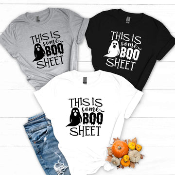 Fantasma divertido de Halloween Esta es una camiseta con estampado gráfico unisex de Boo Sheet