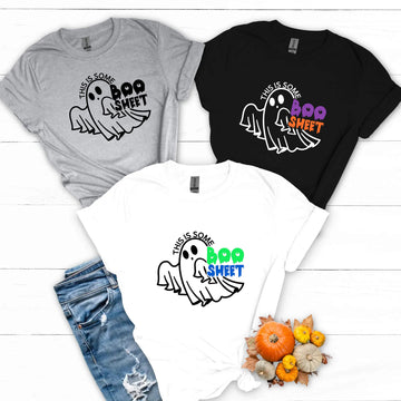 Camiseta con estampado gráfico unisex de Halloween, divertida, personalizable, fantasma, This Is Some Boo Sheet