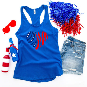 4th of July – Zebra Print Stars & Stripes Flag Patriotic Graphic Print Women’s Tank Top