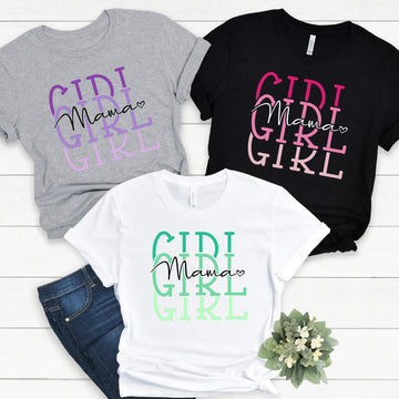 Girl Mama Stacked Women's Customizable Graphic Print T-Shirt