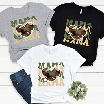 Mama Mom Camo Heart Girl's Ladies Women's T-Shirt
