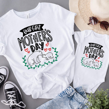 Our First Mother's Day Matching Polar Bear's Mommy & Me Women's T-Shirt