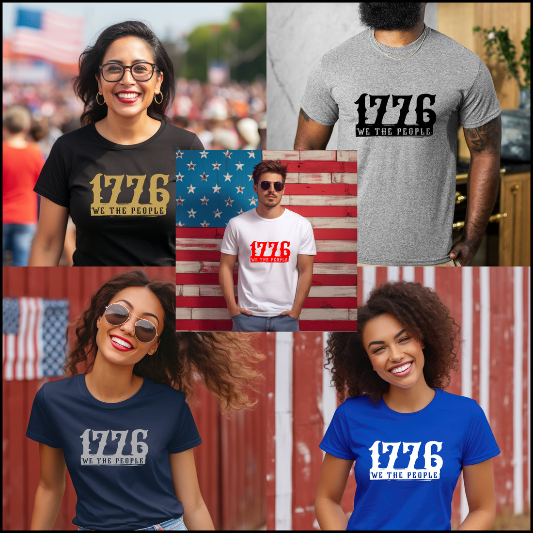 American Patriot 1776 Camiseta unisex con estampado gráfico para hombre y mujer