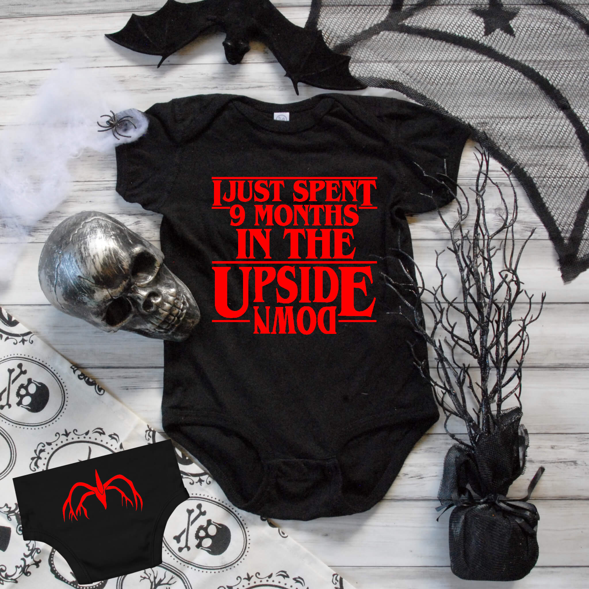 New Baby Onesie, I Just Spent 9 Months in The Upside Down, Stranger Things Themed, Baby Shower Gift, Baby Take Home Outfit, Boy’s, Girl’s, Custom Baby Onesie