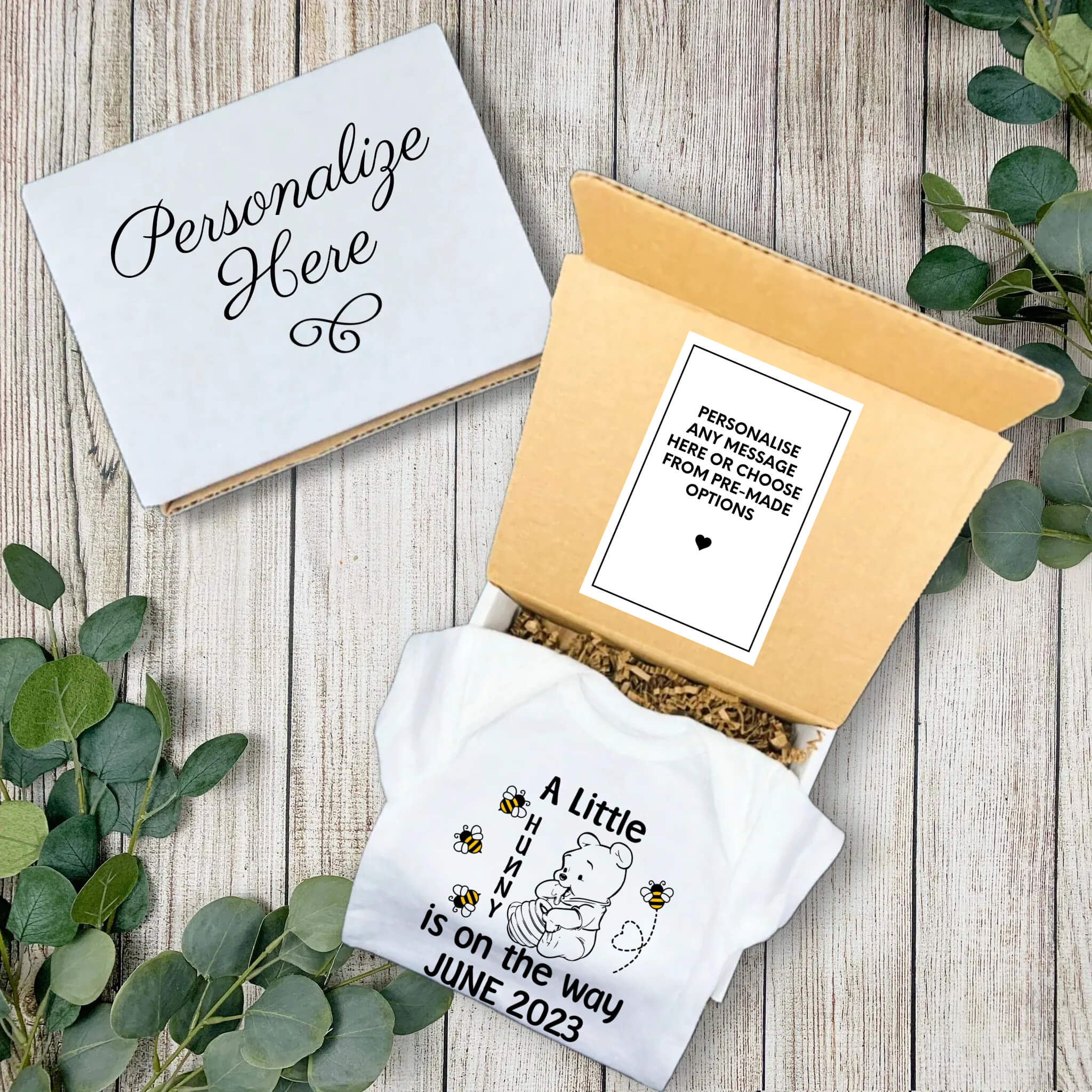 Personalized Pregnancy Announcement A Little Hunny Is On The Way Winnie The Pooh Inspired Customizable Onesie