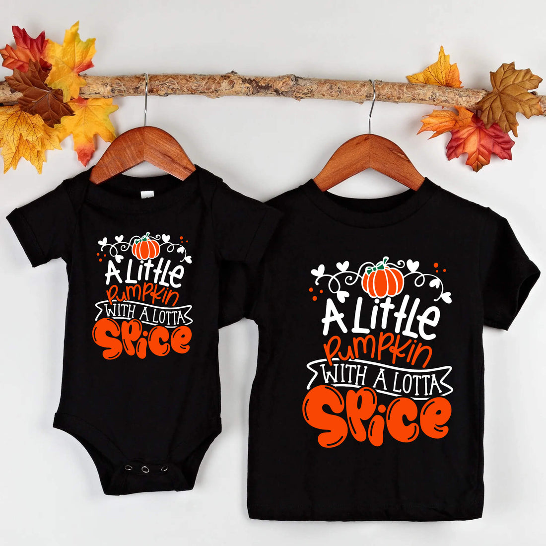 Fall A Little Pumpkin With A Lotta Spice Thanksgiving Graphic Print T-Shirt