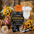 A Little Cowgirl is Coming, Farm Girl Digital Gender Reveal, Digital Western Pregnancy Announcement Customizable Editable Template - TrendyCustomApparel™