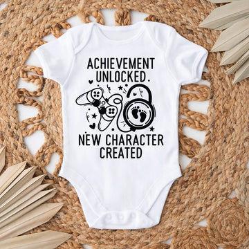 Personalized Pregnancy Announcement, Achievement Unlocked New Character Created, Gamer Inspired Customizable Onesie