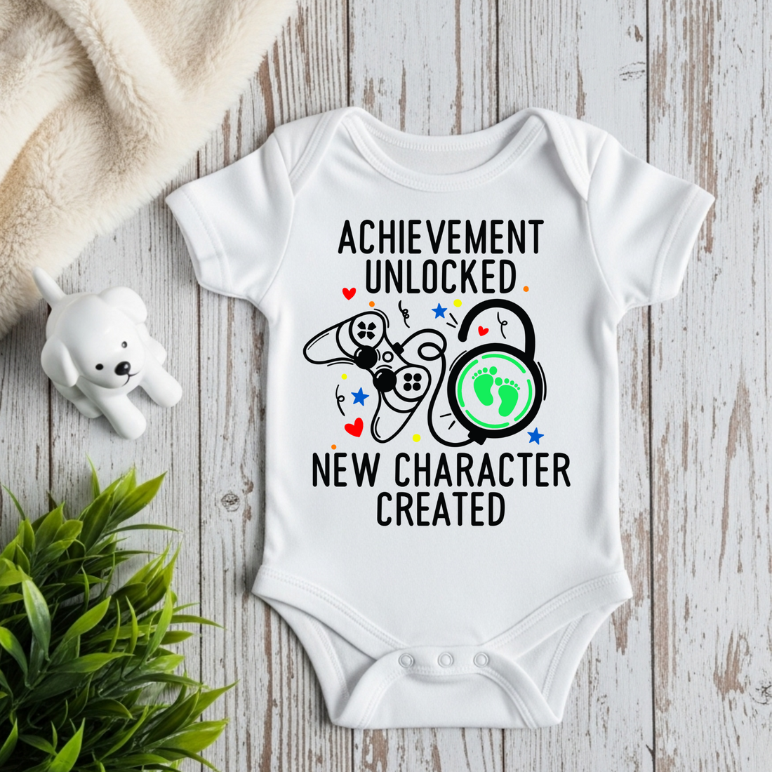 Personalized Pregnancy Announcement, Achievement Unlocked New Character Created, Gamer Inspired Customizable Onesie TrendyCustomApparel™