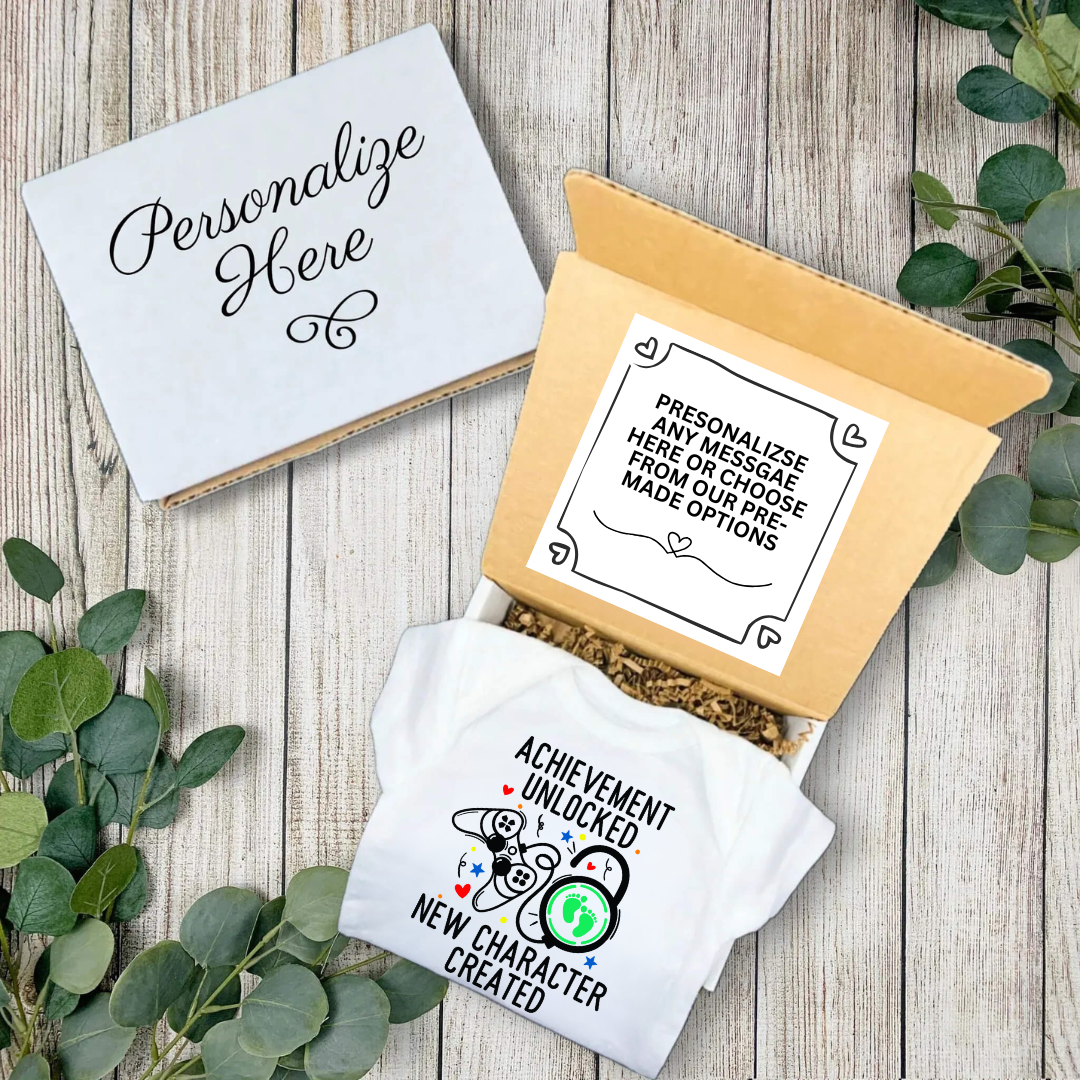 Personalized Pregnancy Announcement, Achievement Unlocked New Character Created, Gamer Inspired Customizable Onesie TrendyCustomApparel™