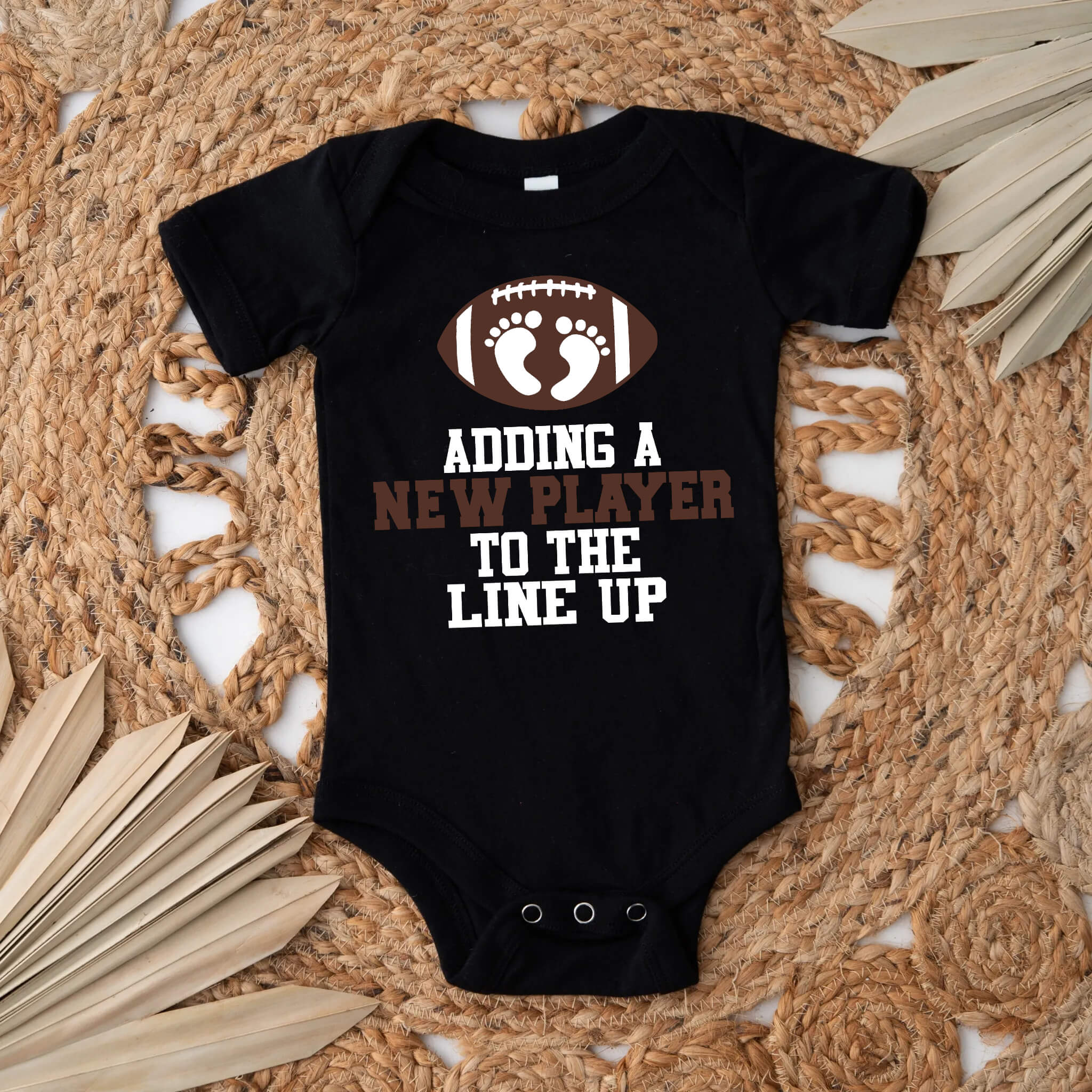 Personalized Pregnancy Announcement Adding A New Player To The Line Up Football Inspired Customizable Onesie