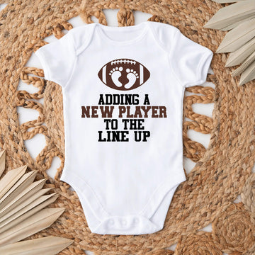 Personalized Pregnancy Announcement, Adding A New Player To The Line Up, Football Inspired Customizable Onesie