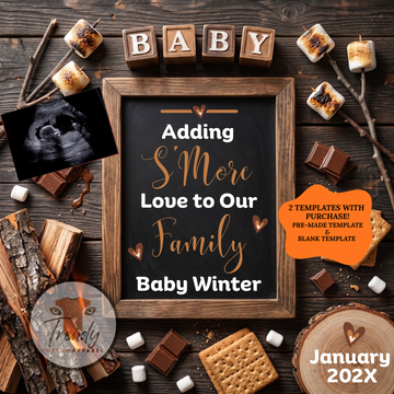 Adding S'More Love to Our Family – S'mores Chalkboard Sign Pregnancy Announcement Digital Template