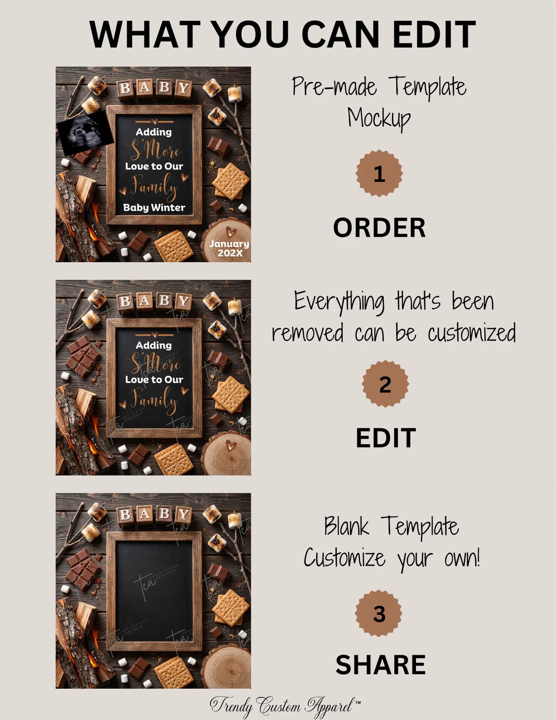 Adding S'More Love to Our Family – S'mores Chalkboard Sign Pregnancy Announcement Digital Template TrendyCustomApparel™