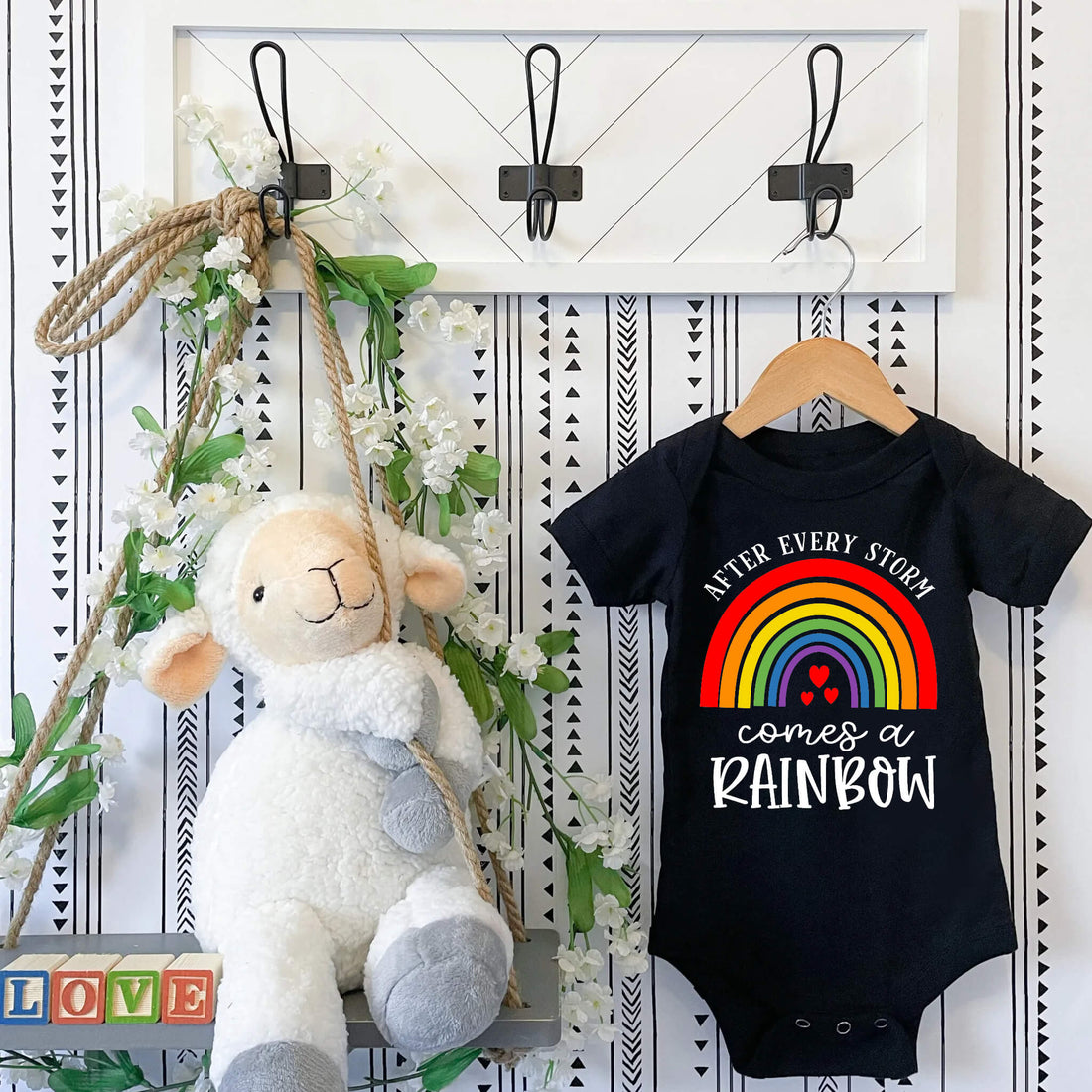 Personalized Pregnancy Announcement, After Every Storm Comes A Rainbow, Baby Inspired Customizable Onesie