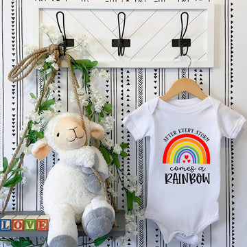 Personalized Pregnancy Announcement, After Every Storm Comes A Rainbow, Baby Inspired Customizable Onesie