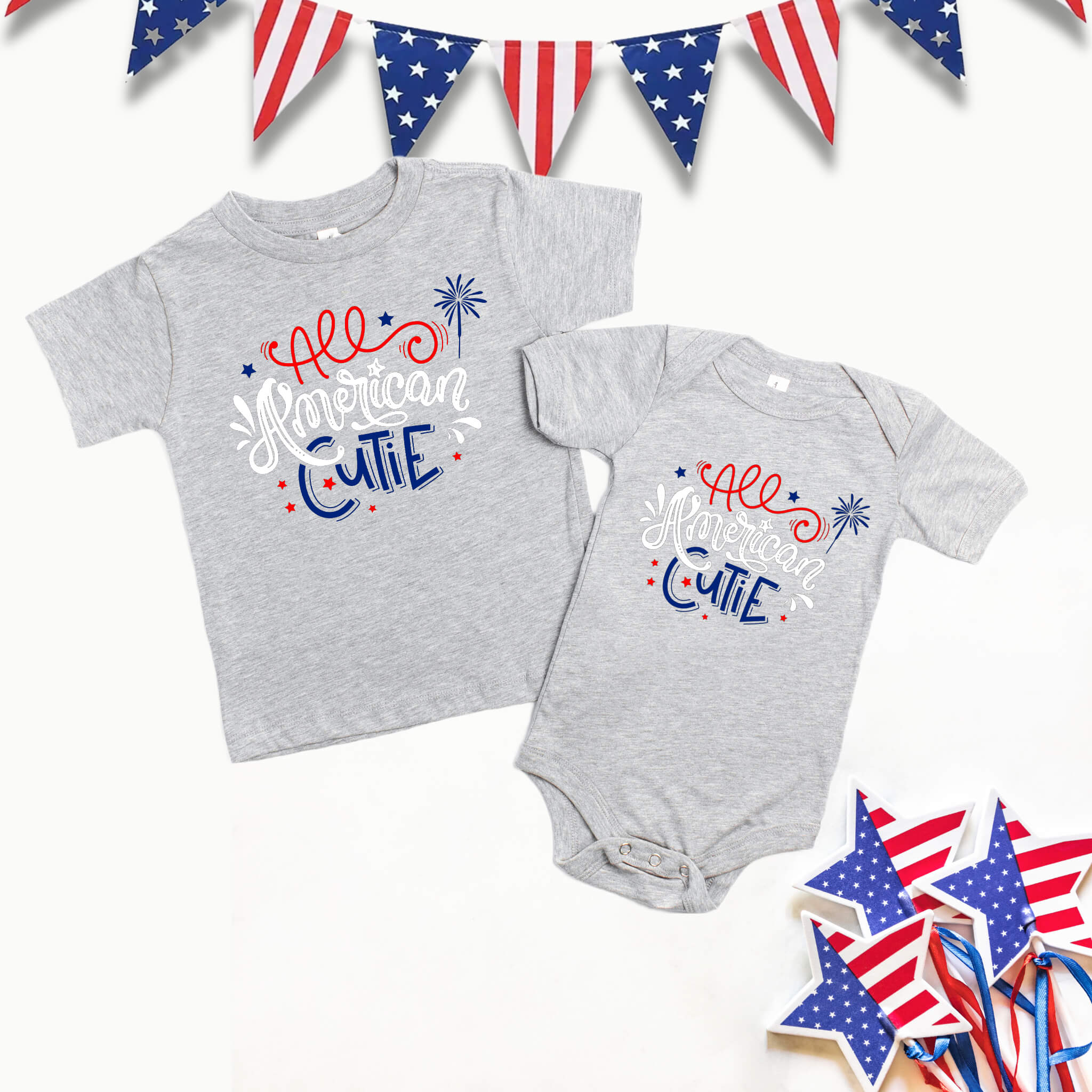 4th of July - All American Cutie Patriotic Boy’s Girl’s Unisex Graphic Print Onesie / T-shirt