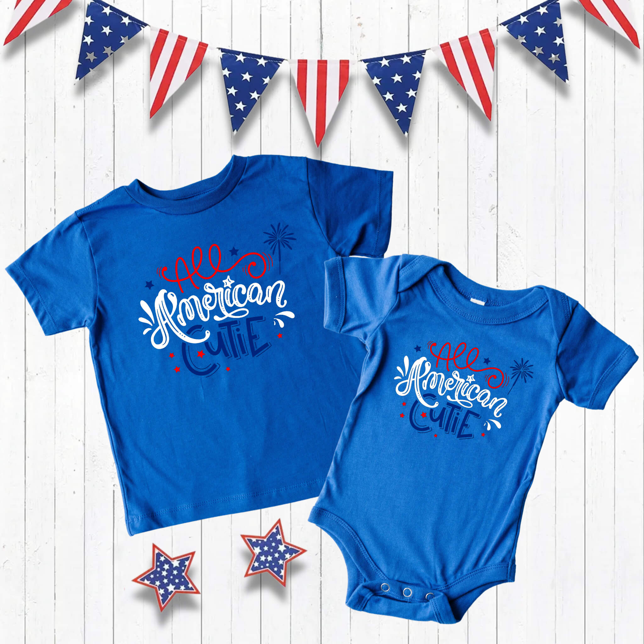 4th of July - All American Cutie Patriotic Boy’s Girl’s Unisex Graphic Print Onesie / T-shirt