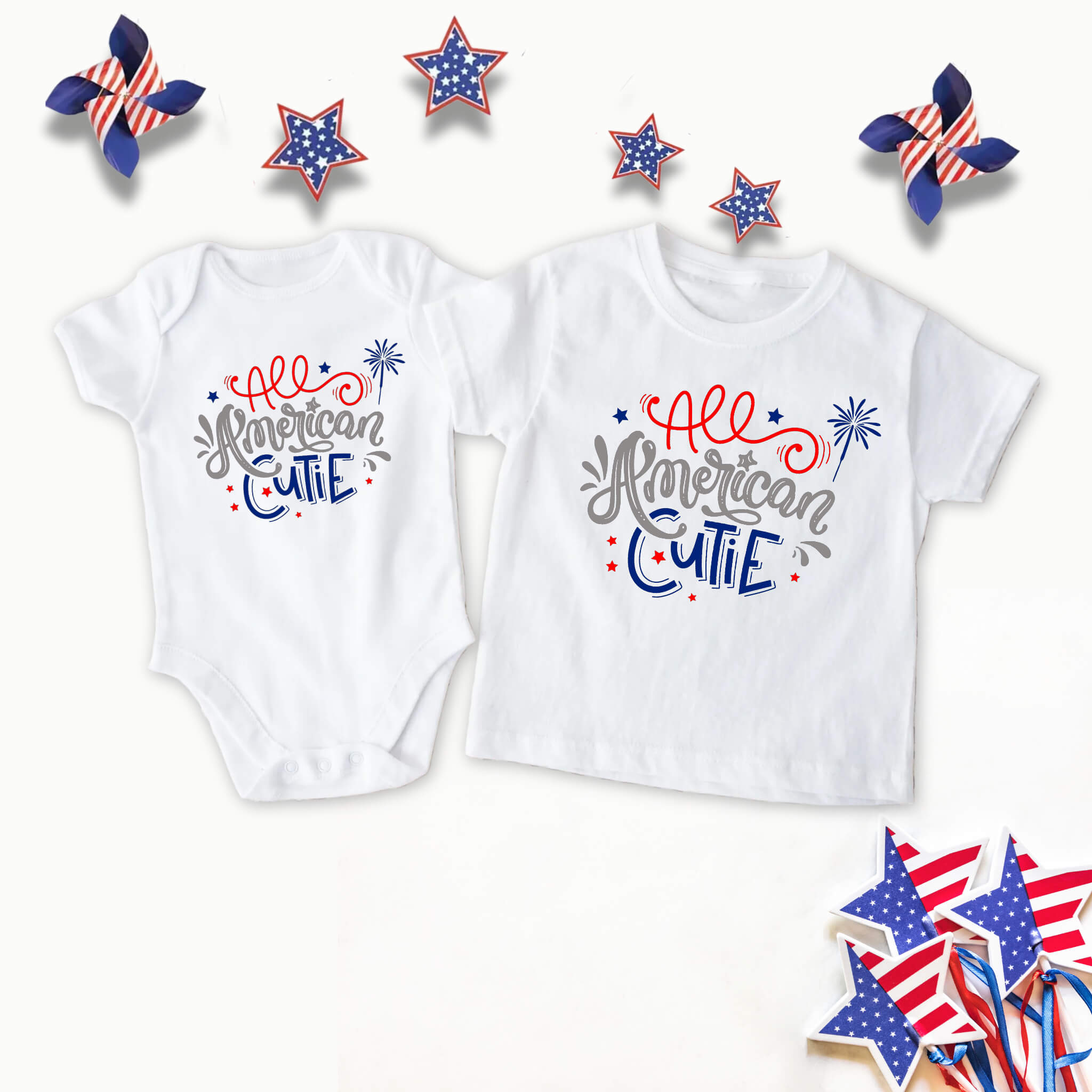 4th of July - All American Cutie Patriotic Boy’s Girl’s Unisex Graphic Print Onesie / T-shirt