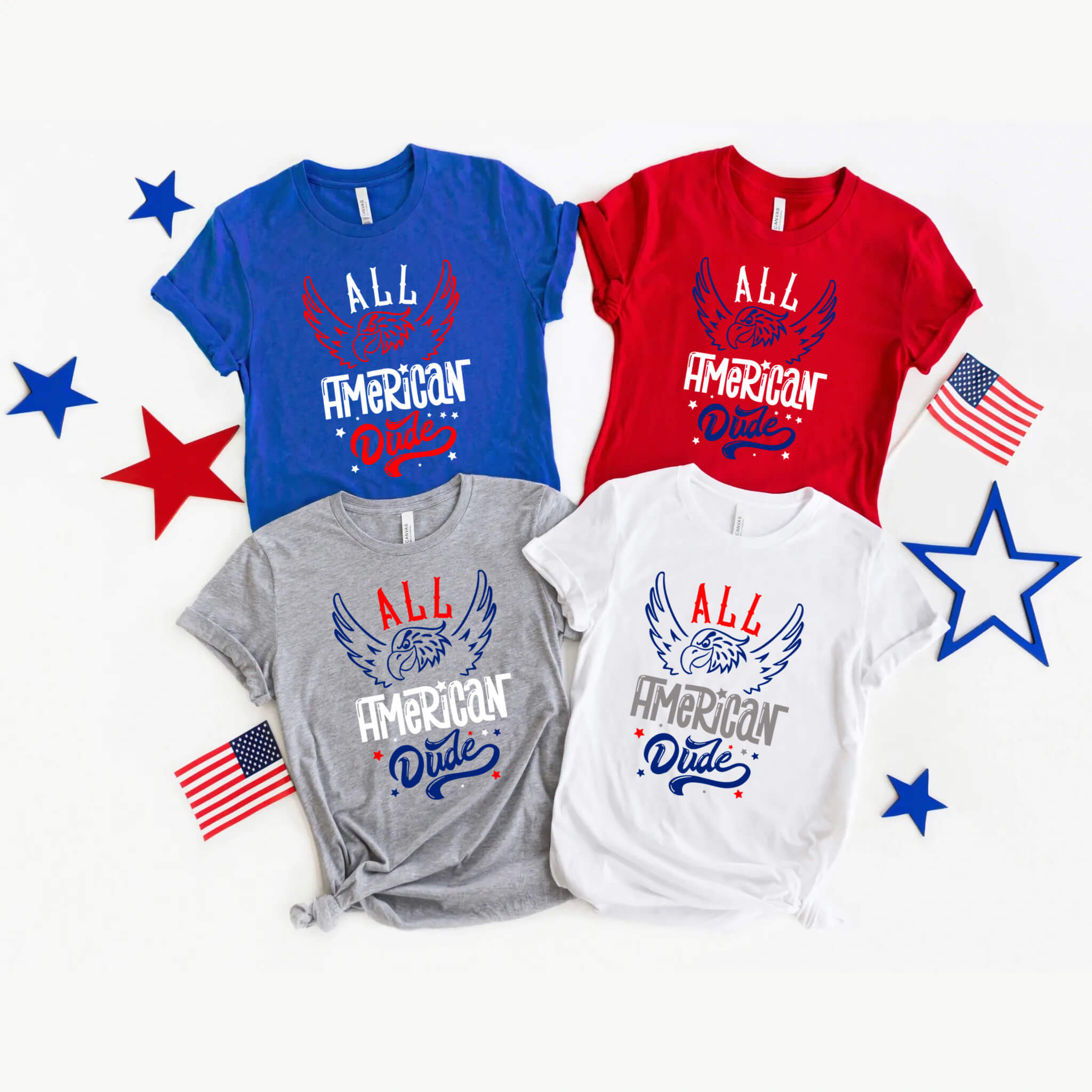 4th of July - All American Dude Patriotic Men’s Graphic Print T-Shirt