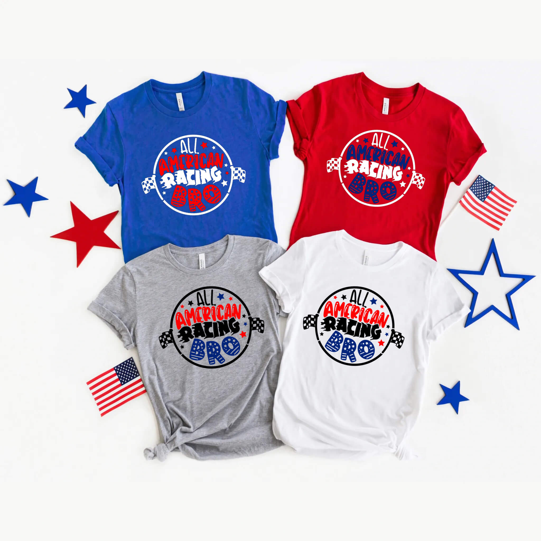 4th of July - All American Racing Bro Patriotic Graphic Print Men’s T-Shirt