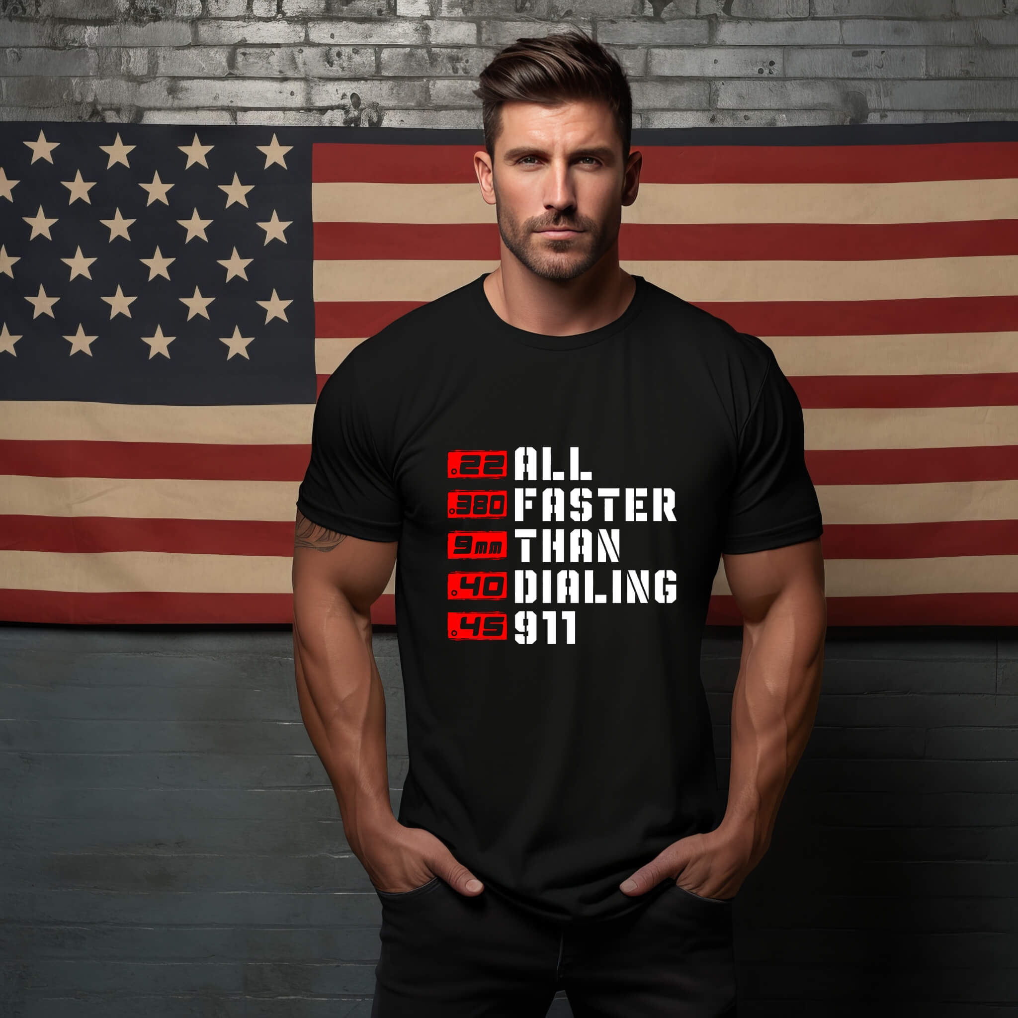 America Patriotic - All Faster Than Dialing 911 Unisex Men's Women's Graphic Print T-Shirt / Sweatshirt