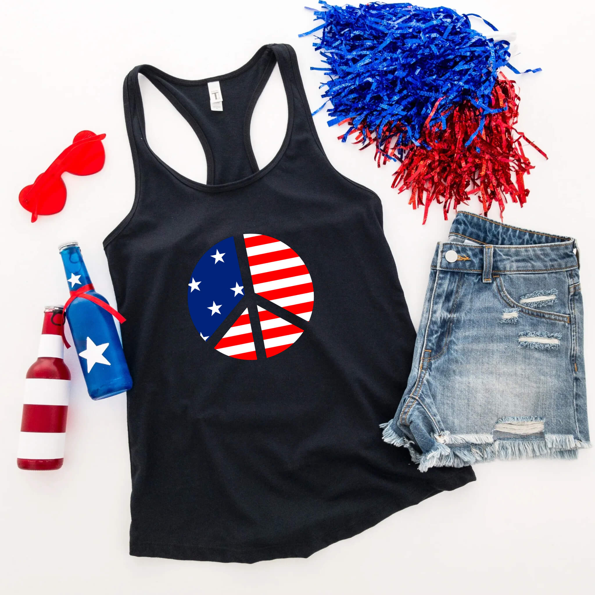 4th of July - Peace America Patriotic Graphic Print Women’s T-Shirt / Tank Top