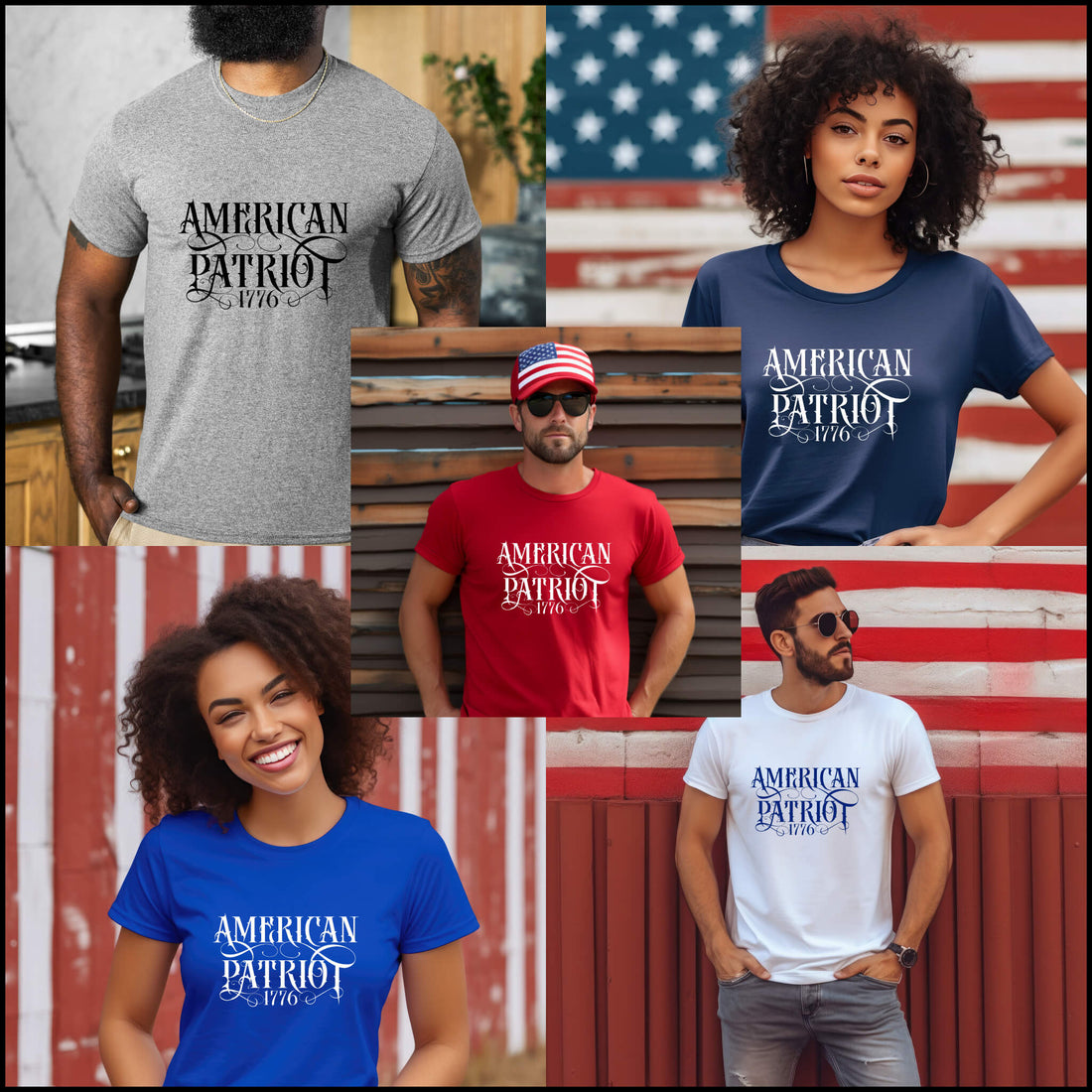 American Patriot 1776 Camiseta unisex con estampado gráfico para hombre y mujer