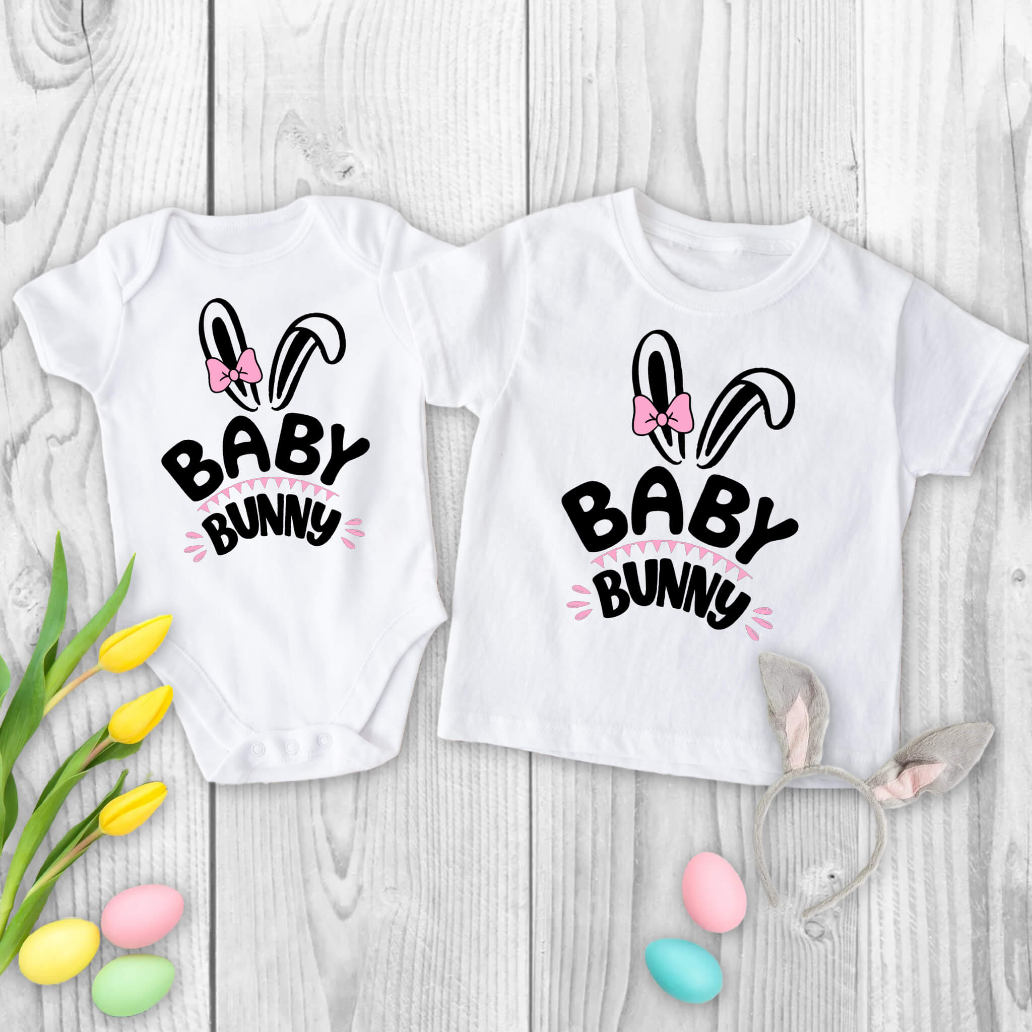 Easter, Baby Bunny Girl’s Onesie, Infant, Cute Girl’s Bunny Outfit, My First Easter, Customized, Personalized, Little Bunny T-Shirt