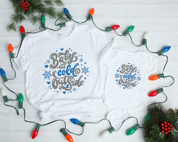 Christmas Baby It's Cold Outside Winter Unisex Graphic Print T-Shirt