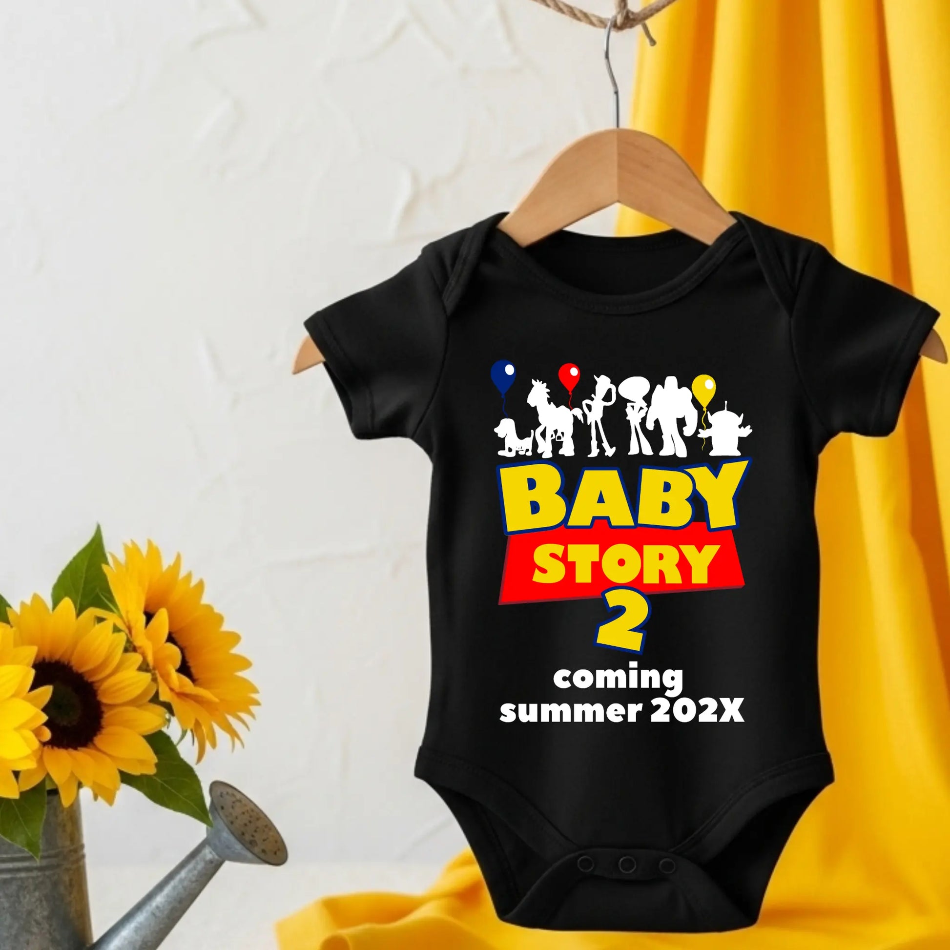 Personalized Pregnancy Announcement, Baby Story, Toy Story Inspired, Customizable Onesie TrendyCustomApparel™