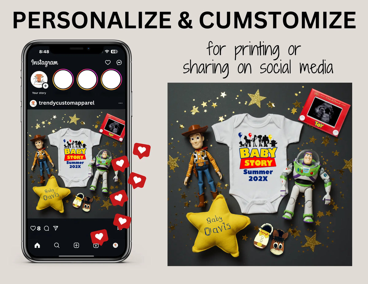Disney Toy Story Baby Reveal Digital Editable Template, Instant Download Canva Customizable TrendyCustomApparel™