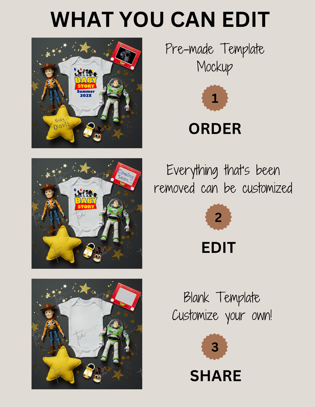 A Baby Story, Disney Toy Story Digital Pregnancy Announcement, Canva Template, Customizable Instant Download