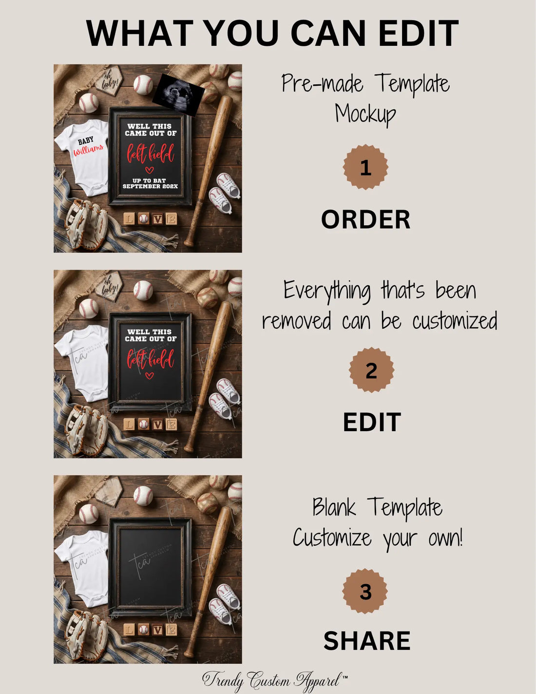 Well This Came Out of Left Field | Baseball Pregnancy Announcement | Gender Neutral | Instant Download | Canva Editable Template TrendyCustomApparel™