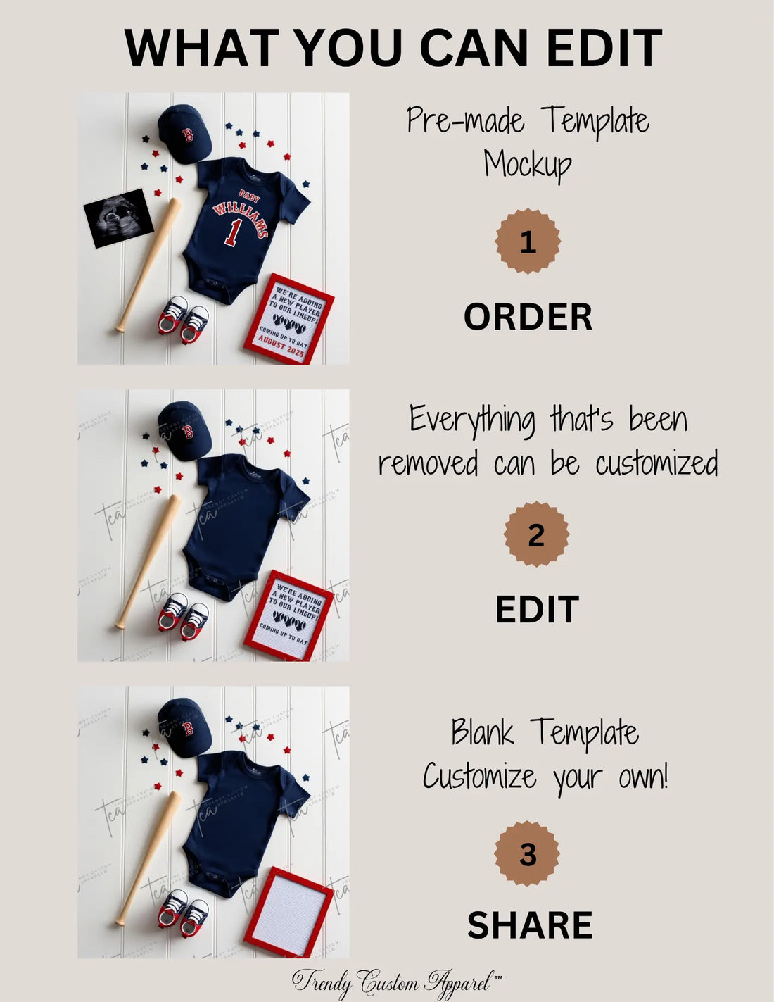 Boston Red Sox Baby Reveal Digital Editable Template, MLB Canva Downloadable Template TrendyCustomApparel™