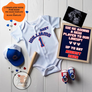 Chicago Cubs Baby Reveal Digital Editable Template, MLB Baseball Canva Instant Download TrendyCustomApparel™
