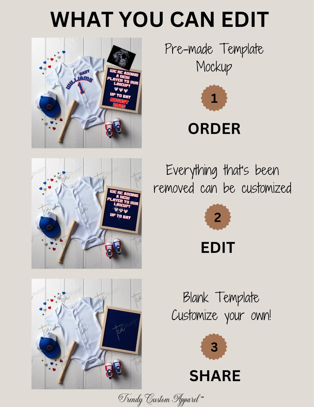 Chicago Cubs Baby Reveal Digital Editable Template, MLB Baseball Canva Instant Download TrendyCustomApparel™